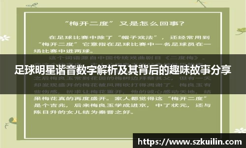 足球明星谐音数字解析及其背后的趣味故事分享